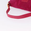 FENDI Mamma Baguette Shoulder Bag Suede Pink Gold Tone Auth am12464V-8