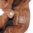 Miu Miu Side Ribbon Shoulder Bag Leather Brown Gold Tone Auth am12465V-24