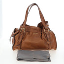 Miu Miu Side Ribbon Shoulder Bag Leather Brown Gold Tone Auth am12465V-12