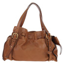 Miu Miu Side Ribbon Shoulder Bag Leather Brown Gold Tone Auth am12465V-2