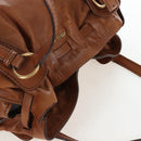 Miu Miu Side Ribbon Shoulder Bag Leather Brown Gold Tone Auth am12465V-6