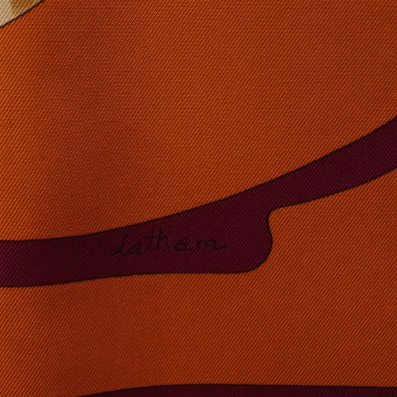 HERMES Carre 90 Scarf Silk ""CARNETS DE BAL"" Orange Auth am12466M