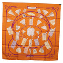 HERMES Carre 90 Scarf Silk ""CARNETS DE BAL"" Orange Auth am12466M-13