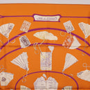 HERMES Carre 90 Scarf Silk ""CARNETS DE BAL"" Orange Auth am12466M-15