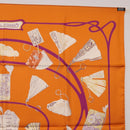 HERMES Carre 90 Scarf Silk ""CARNETS DE BAL"" Orange Auth am12466M-16