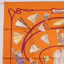 HERMES Carre 90 Scarf Silk ""CARNETS DE BAL"" Orange Auth am12466M-2