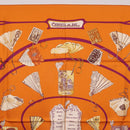 HERMES Carre 90 Scarf Silk ""CARNETS DE BAL"" Orange Auth am12466M-3