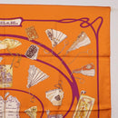 HERMES Carre 90 Scarf Silk ""CARNETS DE BAL"" Orange Auth am12466M-4