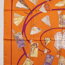 HERMES Carre 90 Scarf Silk ""CARNETS DE BAL"" Orange Auth am12466M-5