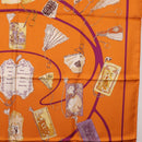 HERMES Carre 90 Scarf Silk ""CARNETS DE BAL"" Orange Auth am12466M-7