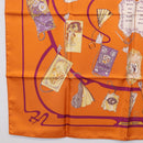 HERMES Carre 90 Scarf Silk ""CARNETS DE BAL"" Orange Auth am12466M-8