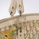 Christian Dior Trotter Canvas Floral Hand Bag Ivory Silver Auth am12468-18