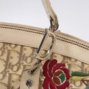 Christian Dior Trotter Canvas Floral Hand Bag Ivory Silver Auth am12468-19