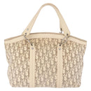 Christian Dior Trotter Canvas Floral Hand Bag Ivory Silver Auth am12468-2