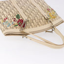 Christian Dior Trotter Canvas Floral Hand Bag Ivory Silver Auth am12468-6