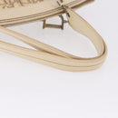 Christian Dior Trotter Canvas Floral Hand Bag Ivory Silver Auth am12468-7