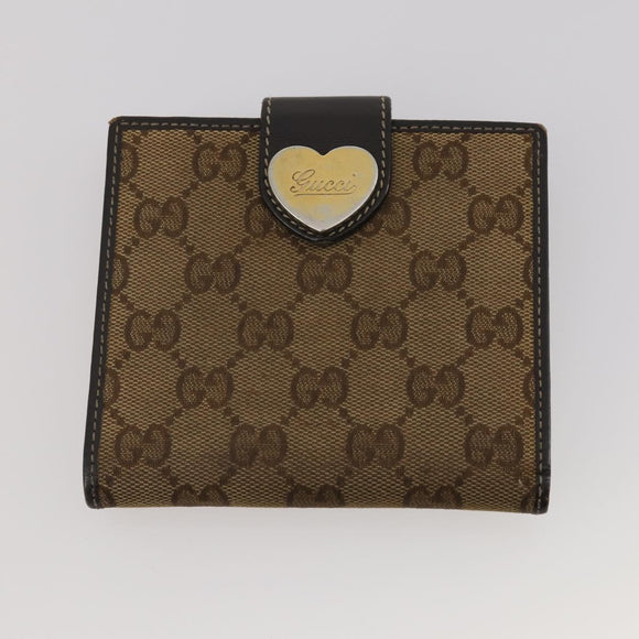 GUCCI Pouch Wallet GG Leather Canvas 6 Set Beige Black Auth am12473