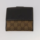 GUCCI Pouch Wallet GG Leather Canvas 6 Set Beige Black Auth am12473-26
