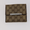 GUCCI Pouch Wallet GG Leather Canvas 6 Set Beige Black Auth am12473-31