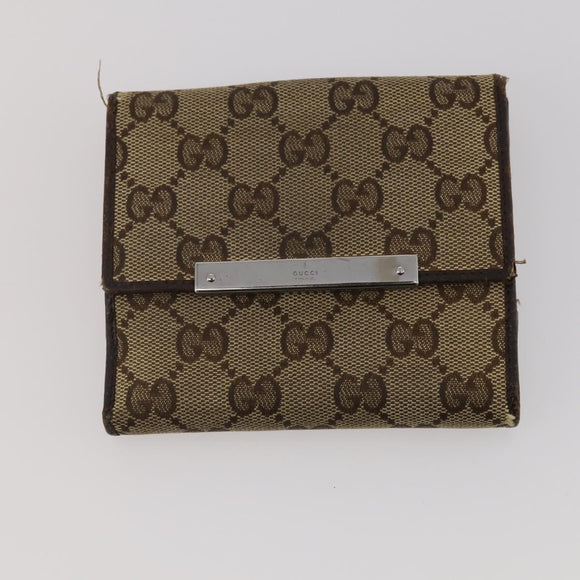 GUCCI Pouch Wallet GG Leather Canvas 6 Set Beige Black Auth am12473