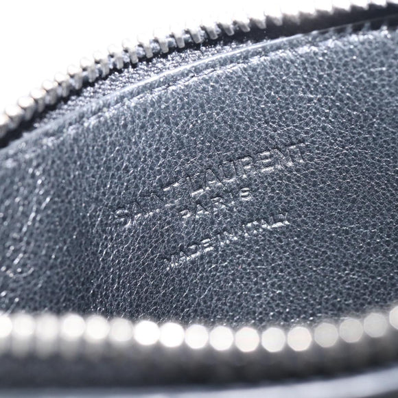 SAINT LAURENT Fragment Case Leather Black Silver 463778 Auth am12475V