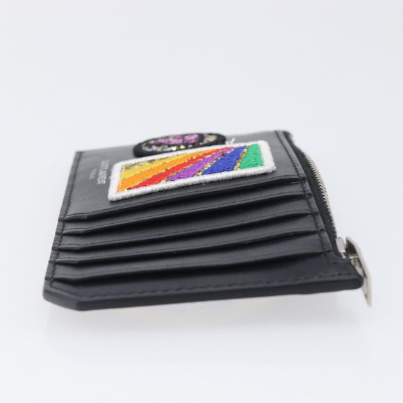 SAINT LAURENT Fragment Case Leather Black Silver 463778 Auth am12475V