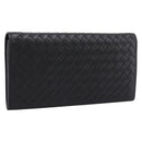 BOTTEGA VENETA INTRECCIATO Long Wallet Leather Black Auth am12478M-1