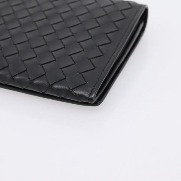 BOTTEGA VENETA INTRECCIATO Long Wallet Leather Black Auth am12478M