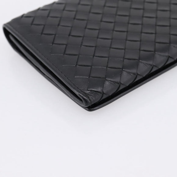 BOTTEGA VENETA INTRECCIATO Long Wallet Leather Black Auth am12478M