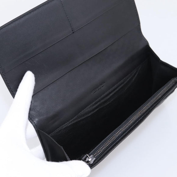 BOTTEGA VENETA INTRECCIATO Long Wallet Leather Black Auth am12478M
