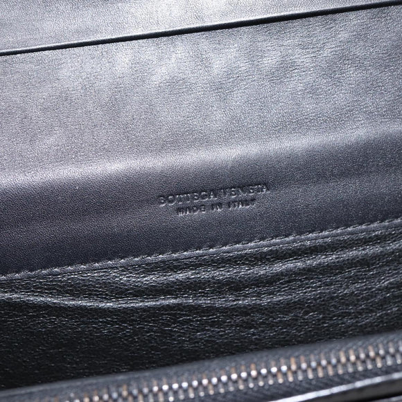 BOTTEGA VENETA INTRECCIATO Long Wallet Leather Black Auth am12478M
