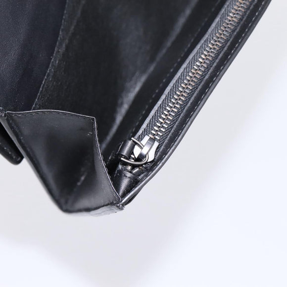 BOTTEGA VENETA INTRECCIATO Long Wallet Leather Black Auth am12478M