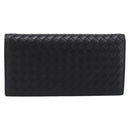 BOTTEGA VENETA INTRECCIATO Long Wallet Leather Black Auth am12478M-13