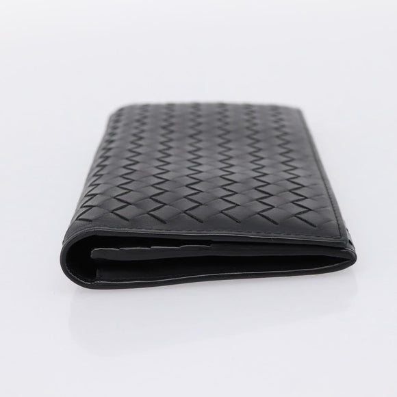 BOTTEGA VENETA INTRECCIATO Long Wallet Leather Black Auth am12478M
