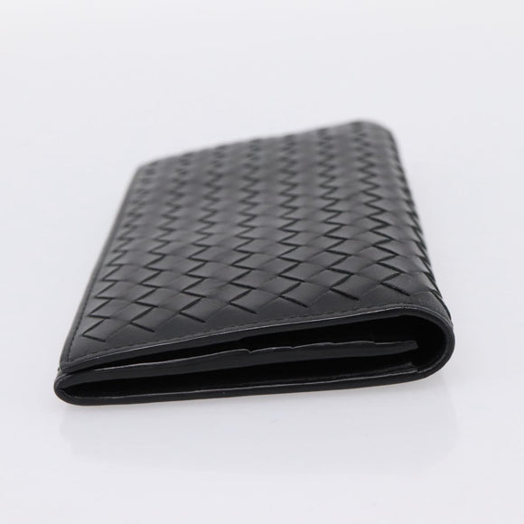 BOTTEGA VENETA INTRECCIATO Long Wallet Leather Black Auth am12478M