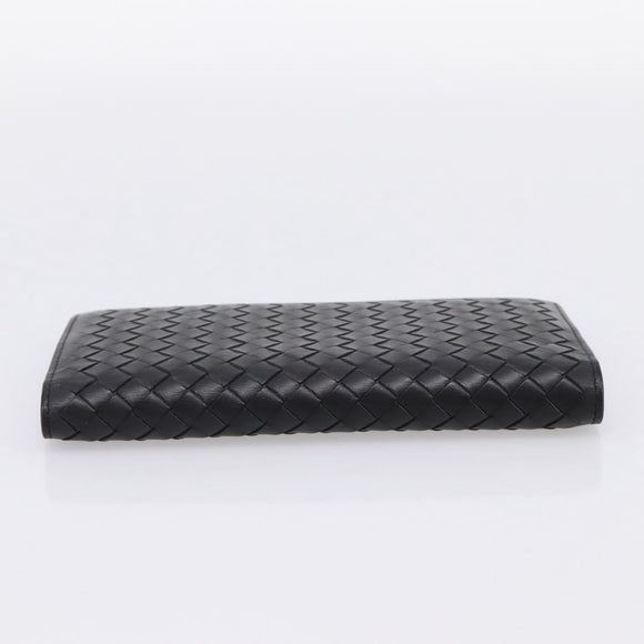 BOTTEGA VENETA INTRECCIATO Long Wallet Leather Black Auth am12478M