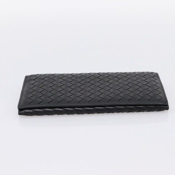 BOTTEGA VENETA INTRECCIATO Long Wallet Leather Black Auth am12478M