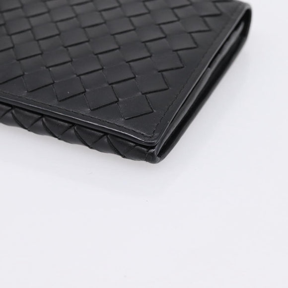 BOTTEGA VENETA INTRECCIATO Long Wallet Leather Black Auth am12478M