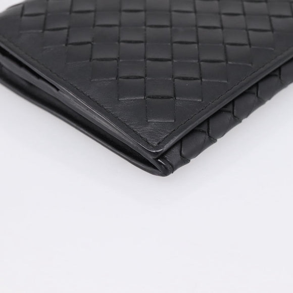 BOTTEGA VENETA INTRECCIATO Long Wallet Leather Black Auth am12478M