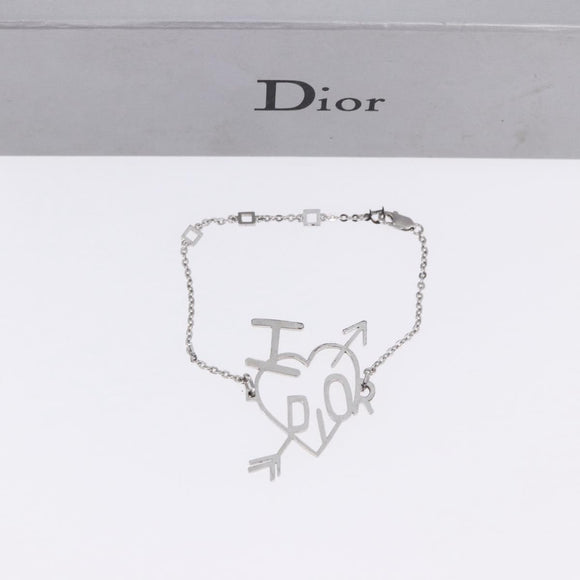 Christian Dior Heart Arrow Bracelet Metal Silver Auth am12479M