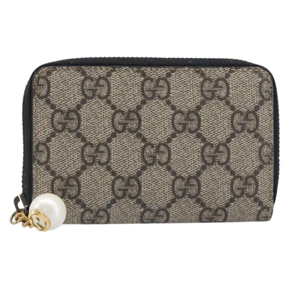 LOUIS VUITTON GG Supreme Coin Purse PVC Beige Gold Tone 431482 LV Auth am12481V