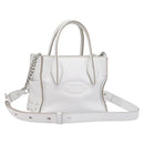 TOD’S x Alber Elbaz Hand Bag Leather White Silver Auth am12484V-1