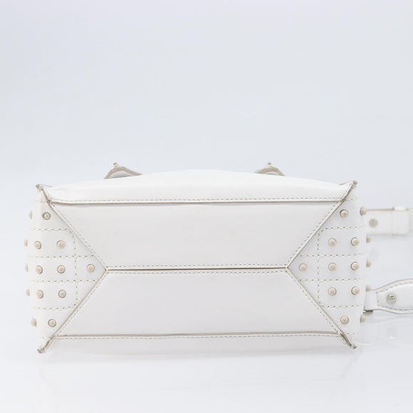 TOD’S x Alber Elbaz Hand Bag Leather White Silver Auth am12484V