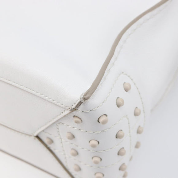 TOD’S x Alber Elbaz Hand Bag Leather White Silver Auth am12484V