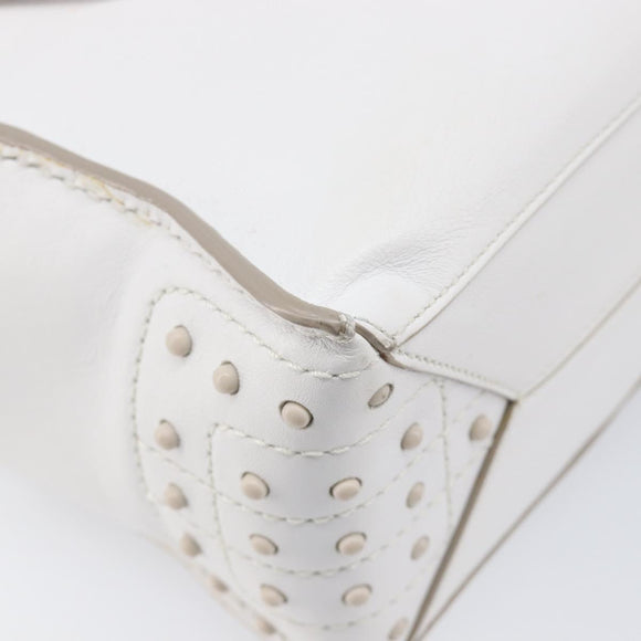 TOD’S x Alber Elbaz Hand Bag Leather White Silver Auth am12484V