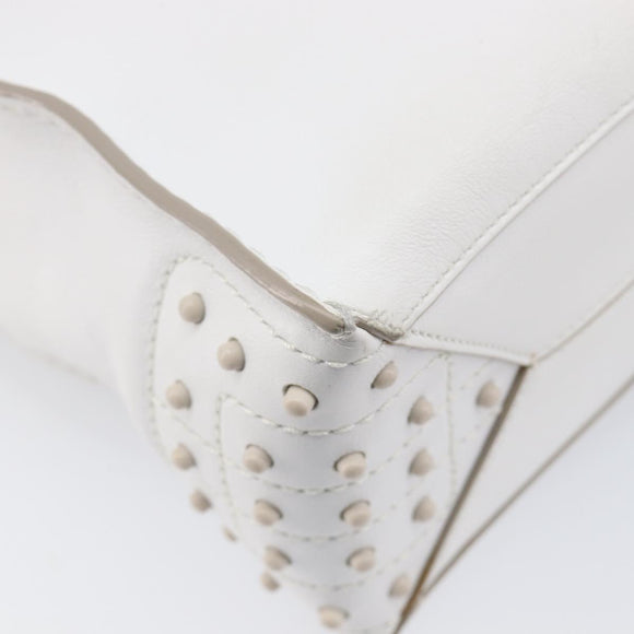TOD’S x Alber Elbaz Hand Bag Leather White Silver Auth am12484V