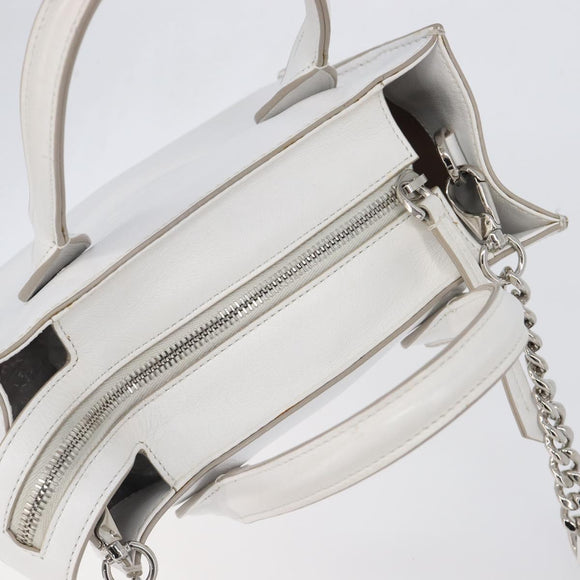 TOD’S x Alber Elbaz Hand Bag Leather White Silver Auth am12484V