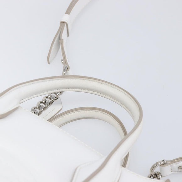 TOD’S x Alber Elbaz Hand Bag Leather White Silver Auth am12484V