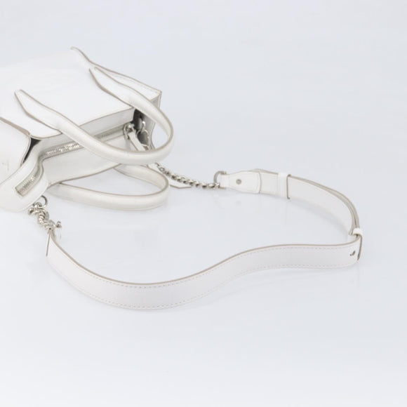 TOD’S x Alber Elbaz Hand Bag Leather White Silver Auth am12484V