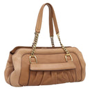 CARTIER La Donya Chain Shoulder Bag Leather Brown Gold Tone Auth am12491V-1